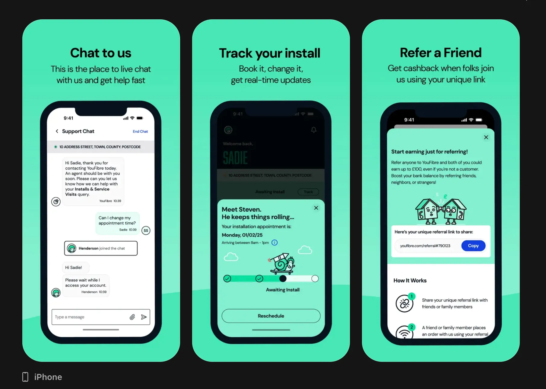YouFibre - Broadband account app for a UK ISP